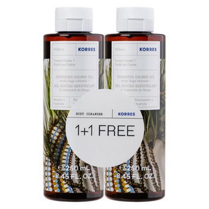 Εικόνα της KORRES SHOWER GEL FOREST CEDAR 1+1 ΔΩΡΟ 2Χ250ML - Αφρόλουτρο Κέδρος, 2x250ml